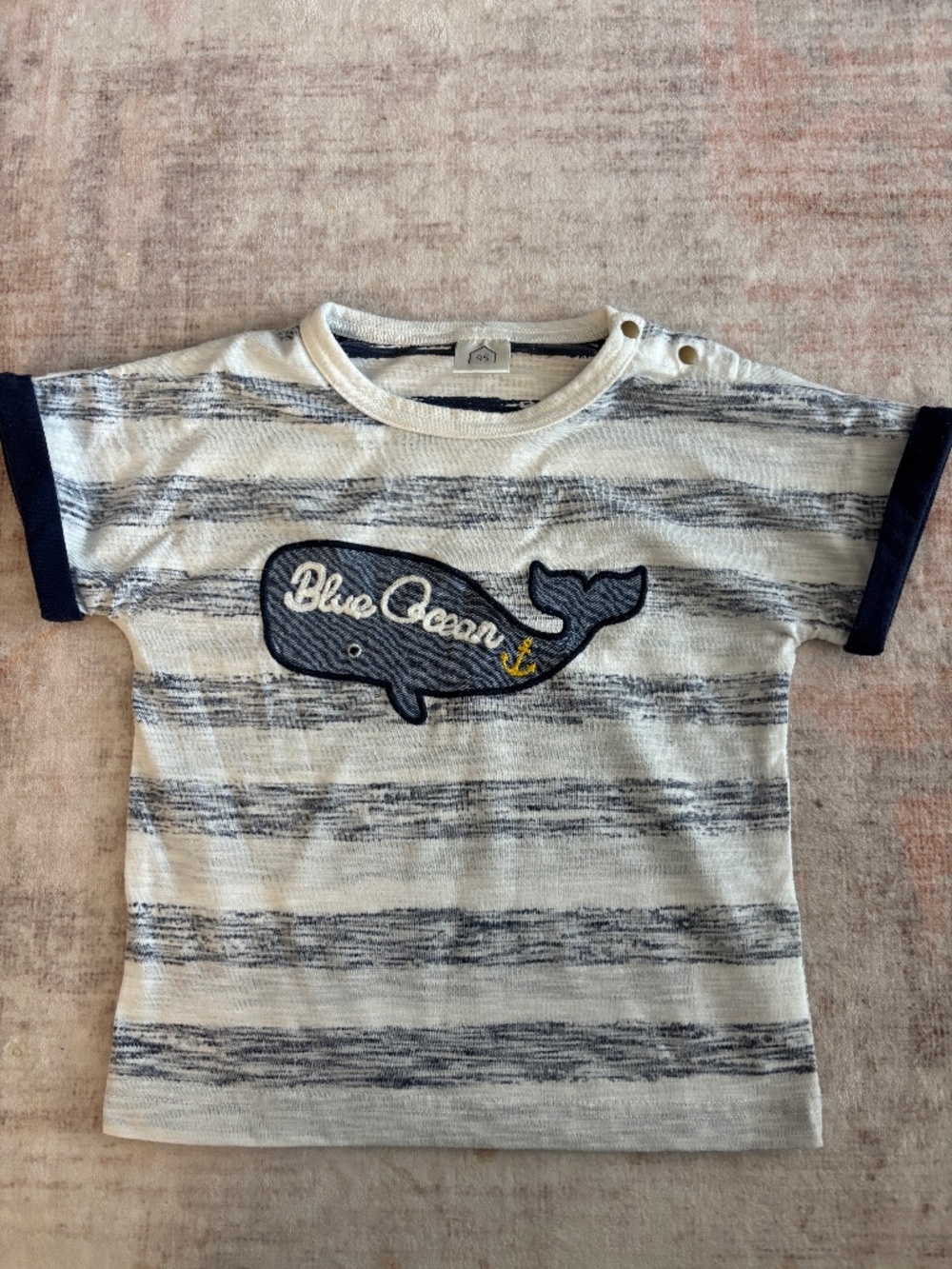 Kids Blue Ocean Whale Striped T-Shirt Size 95